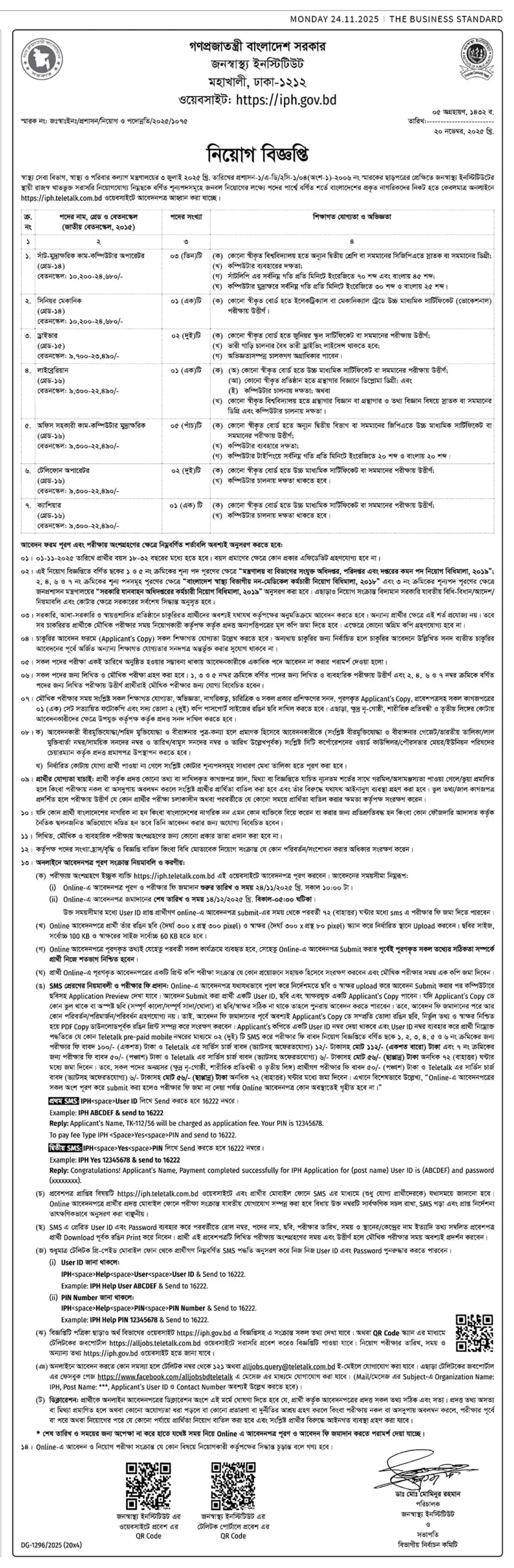 IPH Job Circular 2025 